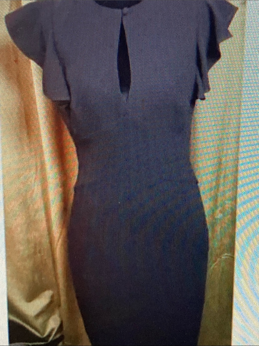Classic Black Flutter-Sleeve Sheath Dress